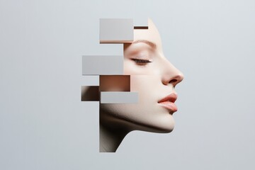Stylized profile reveals layers of identity, blending human feat