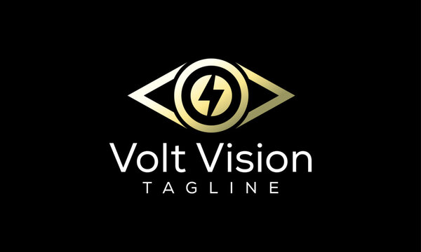 Insight Energy Logo, Eye Vision Focus On Volt Logo Design, Power Monitoring Logo, Supervision Energy Security Eye Shield Letter V Volt Spark Flash Lightening Eye Logo Vector Icon Symbol 5G Electronics