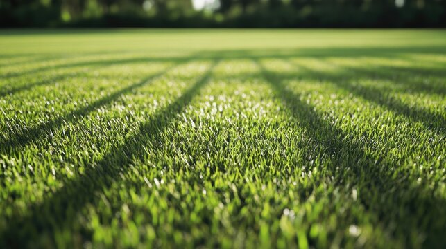 Third Base in Baseball Field with Green Grass and Infield Line. Sports Concept