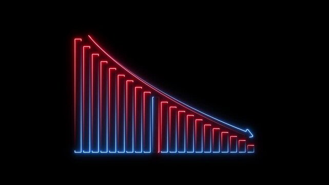 Neon business graph chart icon animation background. Neon business growth concept animated. Neon line business graph.