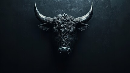 Black silhouette of buffalo illustration icon for logo 