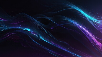 Fototapeta premium Ethereal Cosmic Dance Of Vibrant Purple And Teal Energy Streams Flowing Across A Dark Canvas, Creating A Mesmerizing And Otherworldly Abstract Art Piece