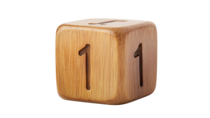 Unique wooden block displaying the number one symbolizes childhood learning and developmental play