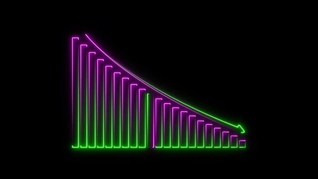 Neon business graph chart icon animation background. Neon business growth concept animated. Neon line business graph.