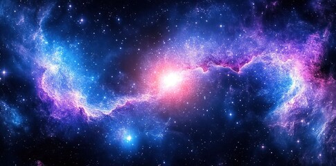 Naklejka premium Galactic Nebula with Radiant Stars and Ethereal Colors