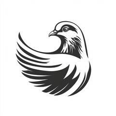 Fototapeta premium Monochromatic Bird Illustration with Outstretched Wings