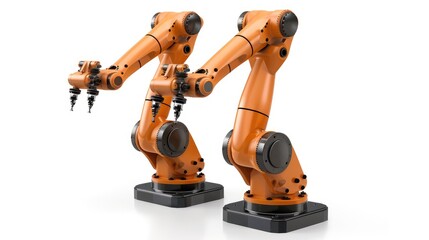 Industrial Orange Robotic Arms for Automated Manufacturing