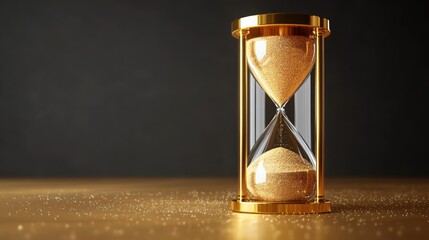 Gold Hourglass Sandglass Minimalistic Design Photorealistic 3D Rendering