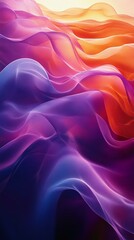 Fototapeta premium An abstract wave pattern showcasing vibrant colors of purple, orange, and pink, creating a soothing and dynamic visual effect.