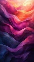 A stunning abstract composition featuring flowing waves of vibrant colors, blending shades of purple, pink, and orange, creating a harmonious visual appeal.