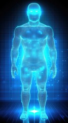 Digital Human, futuristic body, technology background, anatomical study, design concept