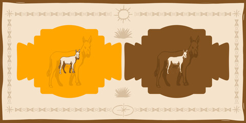 Illustration vector Donkey Mule mexican rustic style