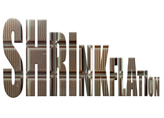 Digital composite. ..Shrinkflation with an overlay of chocolate with the text getting smaller. .