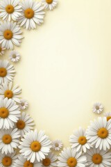Fototapeta premium Happy easter egg day frame with cartoon flowers on paper page background