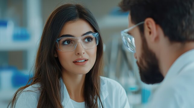 Young Scientists Engage in Discussion in a Modern Laboratory Setting
