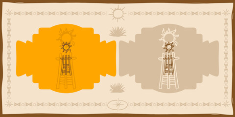 rustic southwest kiva ladder mexican illustration vintage graphics