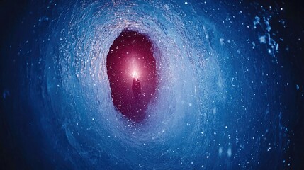 Fototapeta premium Cosmic tunnel, light, and figure