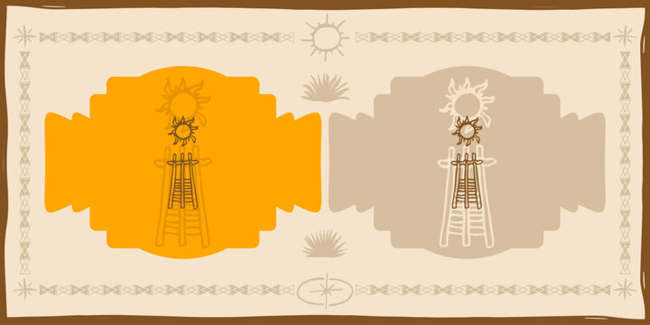 rustic southwest kiva ladder mexican illustration vintage graphics