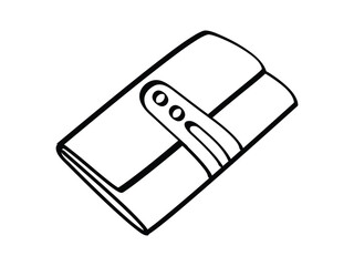 Wallet line art illustration with button closure for coloring page or minimalist design
