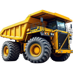 Obraz premium Large Yellow Mining Dump Truck Isolated on White