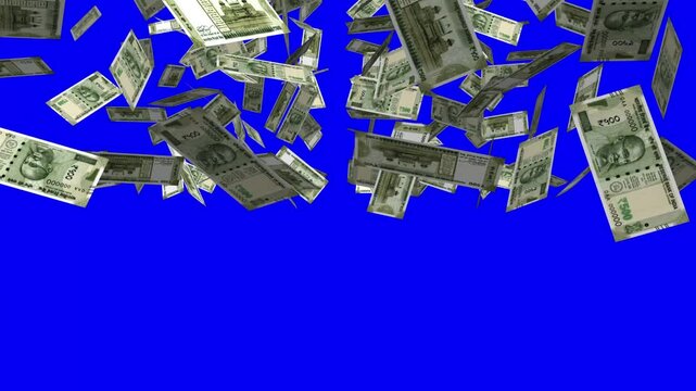 Indian currency five hundred rupees falling from top to bottom for advertising and commercial use 3D rendering