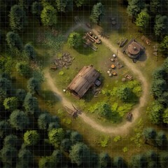 Detailed Forest Battlemap Grid Map for Dungeons Dragons TTRPG Pathfinder Maps Terrain Backdrop