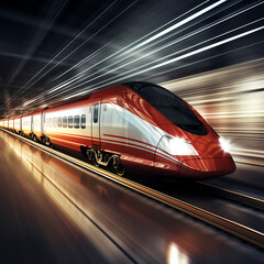 Fototapeta premium A high-speed train in motion.