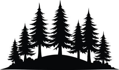 pine tree forest silhouette vector