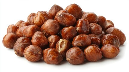 Fototapeta premium Pile of Hazelnuts on White Background
