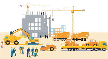 Baumaschinen auf der Baustelle,  illustration..eps