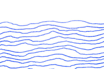 Simple blue pen ink wavy scribble lines on a white background