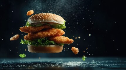 Crispy Chicken Burger in Motion: A Culinary Delight