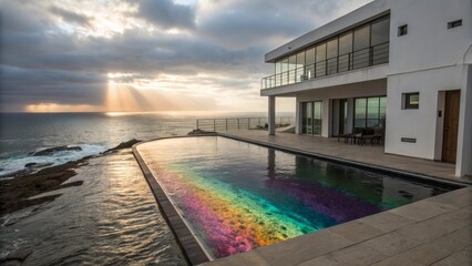 Fototapeta premium Luxury Villa with Infinity Pool Overlooking Ocean