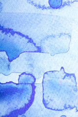Thick real watercolour paint messy background with spltters and lines blue