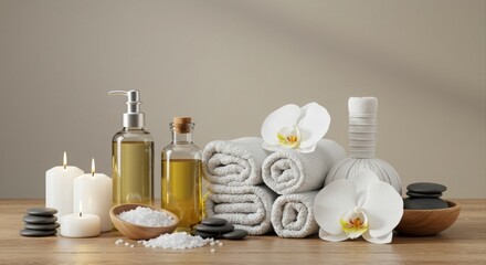Spa essentials for a relaxing treatment.