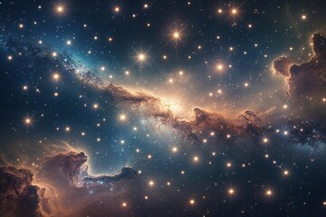 Stunning Ethereal Cosmic Background with Shimmering Stars and Colorful Nebula