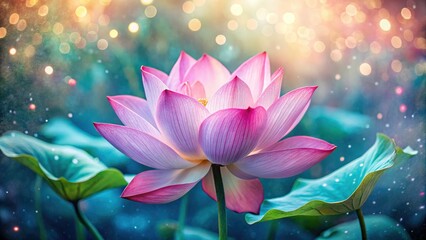 Obraz premium Double Exposure Photography of Pink Lotus Flower with Blurred Background for Serene Nature Aesthetic and Tranquil Floral Imagery