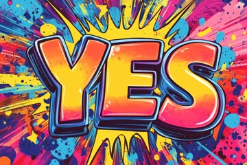Obraz premium Vibrant Graffiti Art: A Colorful 'YES' Explosion