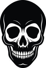 A skull with a skull and a black background with blotches