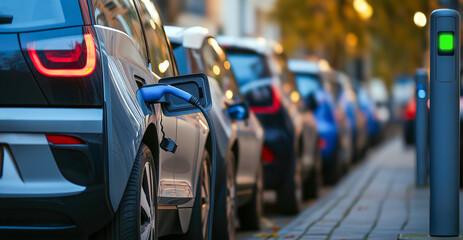 Obraz premium Street parking electric car charger point.