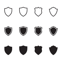 Fresh Shield Elements in Different Styles on Light Surface for Badge and App Projects