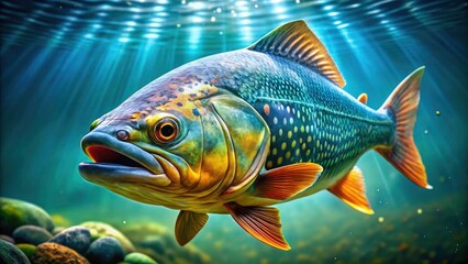Fototapeta premium Giant Fish Stock Photo: High-Resolution Seafood Image, Large Fish Photography, Underwater Wildlife, Ocean Animal Pictures, Big Fish Images