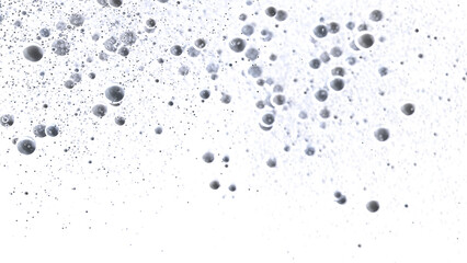 White background with many grey bubbles. Perfect for science, tech, or cosmetics.