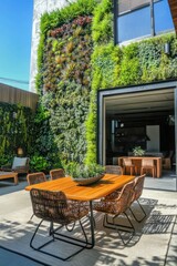 Obraz premium Modern outdoor patio with living wall