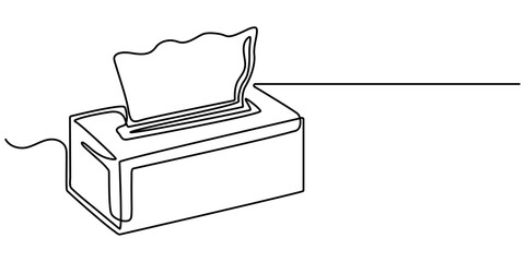 Tissue box icon. Continuous one line art tissue box vector illustration, Minimalist One-Line Drawing of Tissue Box on Light Background, one line art tissue box vector illustration. line art. 