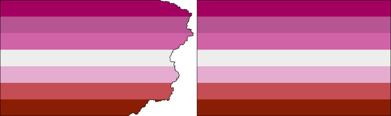 LGBT Lesbian Pride flags vector. Standard flag and with torn edges