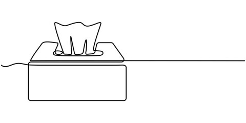 Tissue box icon. Continuous one line art tissue box vector illustration, Minimalist One-Line Drawing of Tissue Box on Light Background, one line art tissue box vector illustration. line art. 