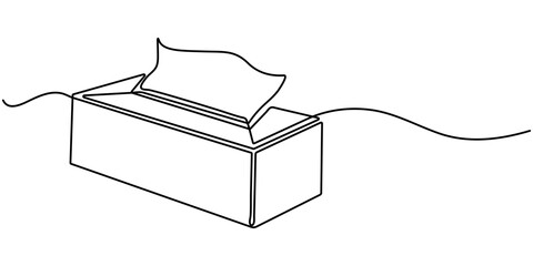 Tissue box icon. Continuous one line art tissue box vector illustration, Minimalist One-Line Drawing of Tissue Box on Light Background, one line art tissue box vector illustration. line art. 