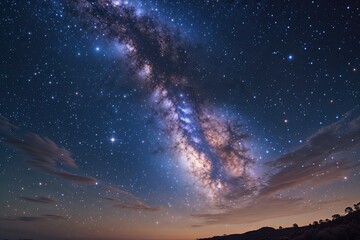 Fototapeta premium Starlit Cosmic Journey Through the Vast Night Sky