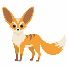 Cartoon Fennec Fox animal .Suitable for children's books, sticker,mascot, logo.Vector illustration animal on white background